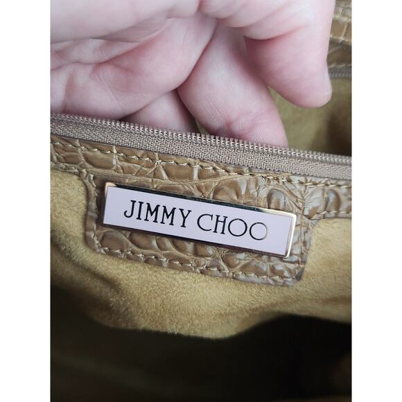 Jimmy Choo Rosabel Large Handbag Day Stainpea Mock Crock Nude Pre-owned Read!!! - Picture 7 of 16